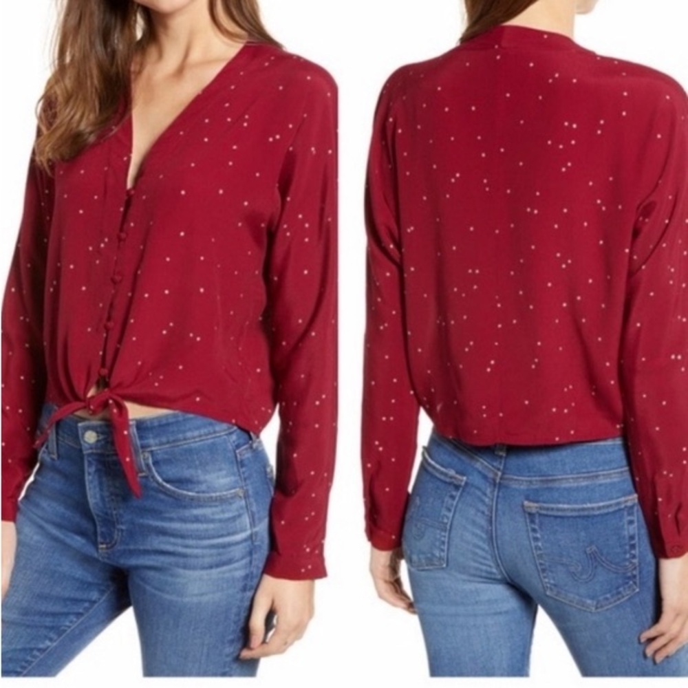 Rails Burgundy Blouse with White Dots